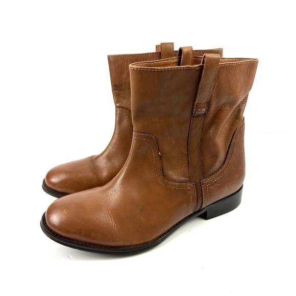 Diba Bell Ankle Boots 9 Brown Leather Slip On Bootie Womens - Picture 1 of 8